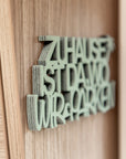 Holz-Schriftzug Zuhause ist da, wo wir parken