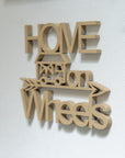 Holz-Schriftzug Home On Wheels
