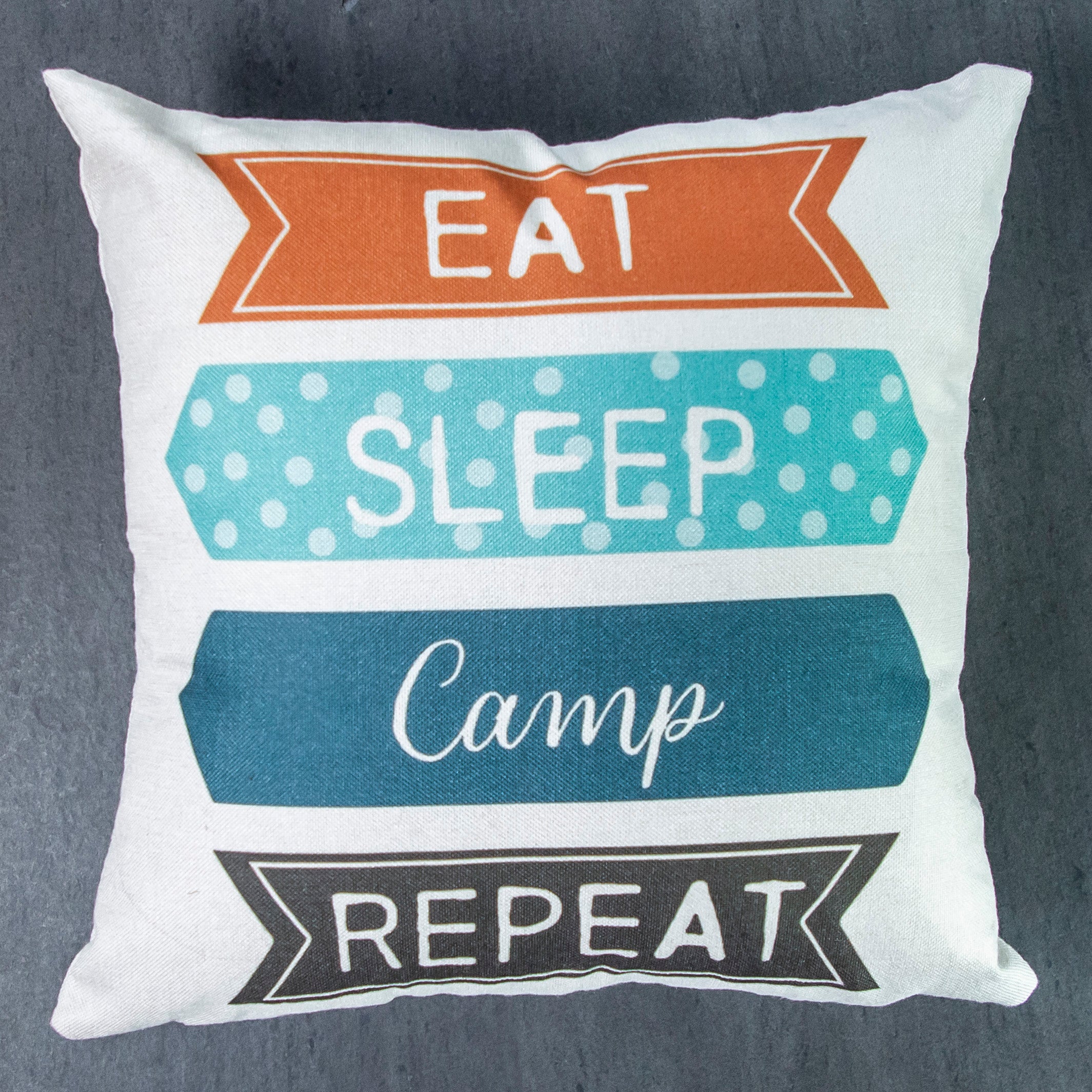 Frontansicht Deko Kissen Camping Eat Sleep Camp Repeat