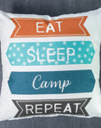 Frontansicht Deko Kissen Camping Eat Sleep Camp Repeat